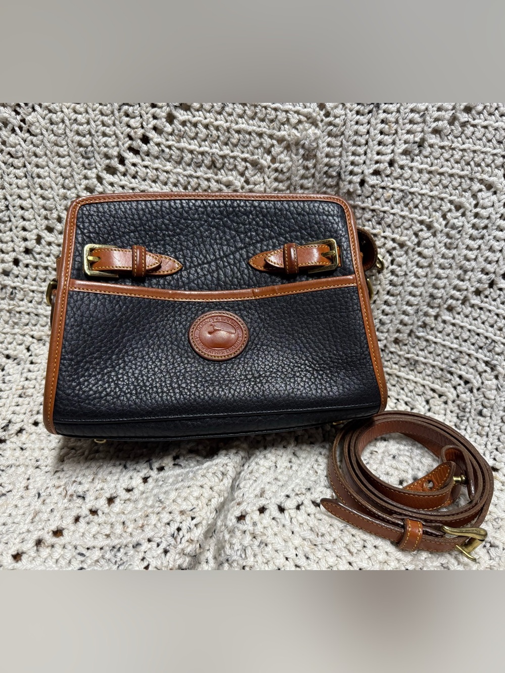 Vintage Dooney and Bourke Black Small Zip Top Buckle Crossbody